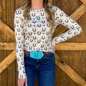 Rodeo Hippie Horseshoe Ribbed Long Sleeve